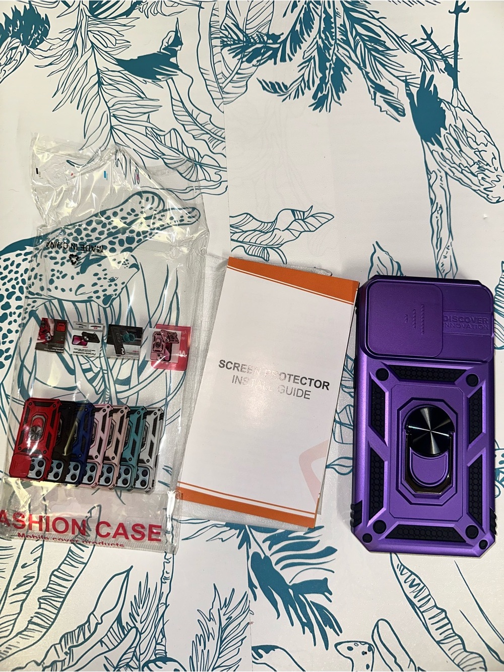 Purple Rugged Armor Phone Case with Ring Kickstand IPhone 14 Pro